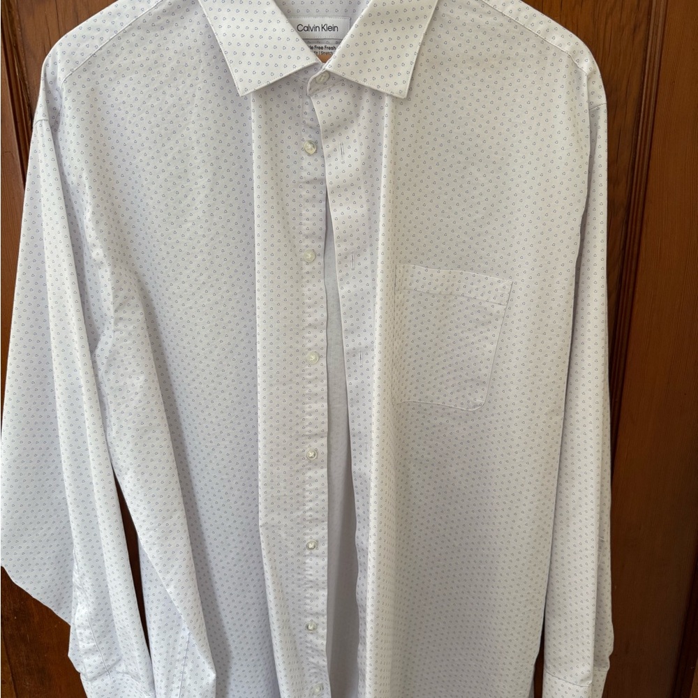 Calvin Klein Subtle Pattern White Dress Shirt